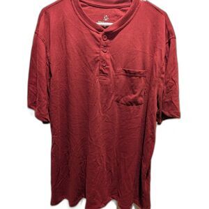 SEE NOTE-Men's Red Henley Pocket Tee boxc